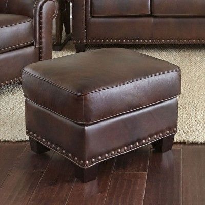 Leather Ottoman, Brown Leather Ottoman, Square Leather Ottoman Throughout Brown Leather Square Pouf Ottomans (View 13 of 20)