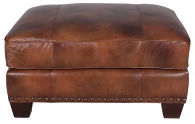 Leather Ottoman, Brown Leather Ottoman, Tan Leather Ottoman In Brown Leather Tan Canvas Pouf Ottomans (View 17 of 20)