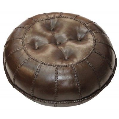 Leather Ottoman, Dark Brown | Wohnung Intended For Brown And Ivory Leather Hide Round Ottomans (View 14 of 20)