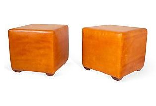 Leather Ottomans | Upholstered Ottoman, Leather Ottoman, Cube Ottoman Regarding Beige Solid Cuboid Pouf Ottomans (View 16 of 20)