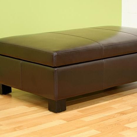 Leather Storage Ottoman – Dark Brown – 6439751 | Hsn For Black White Leather Pouf Ottomans (View 2 of 20)