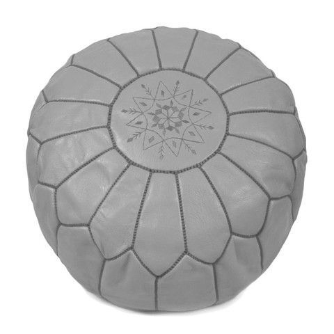 Let Liv – Let Liv Moroccan Leather Pouf – Grey (with Images) | Leather Regarding Medium Gray Leather Pouf Ottomans (Gallery 20 of 20)