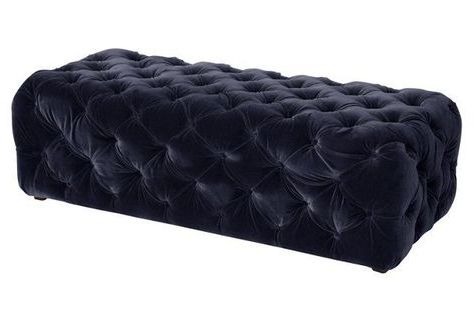 Liane Tufted Bench, Navy Velvet | Tufted Bench, Tufted Furniture Throughout Navy Velvet Fabric Benches (View 7 of 20)