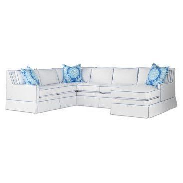 Lilla Sectional, White/cobalt | White Sectional, Sectional, Skirted Sofa Throughout Cobalt Console Tables (View 17 of 20)