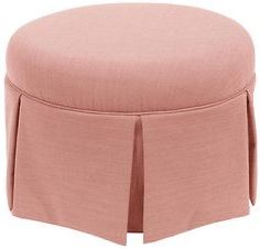 Liza Skirted Ottoman – Pink Linen | Ottoman, Furniture, Purple Fabric Within Pink Fabric Banded Ottomans (View 11 of 20)