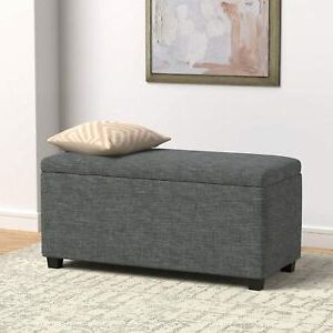Long Ottoman Foot Rest Living Room Hall Storage Stool Bench Charcoal In Green Fabric Square Storage Ottomans With Pillows (View 6 of 20)