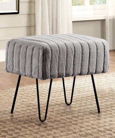 Look At This #zulilyfind! Silver Gray 19'' Faux Fur Ottoman # In White Faux Fur And Gold Metal Ottomans (View 9 of 20)
