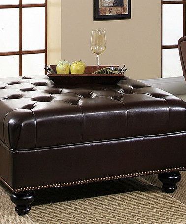Look What I Found On #zulily! Dark Brown Maxwell Tufted Nailhead Trim Intended For Espresso Leather And Tan Canvas Pouf Ottomans (Gallery 20 of 20)