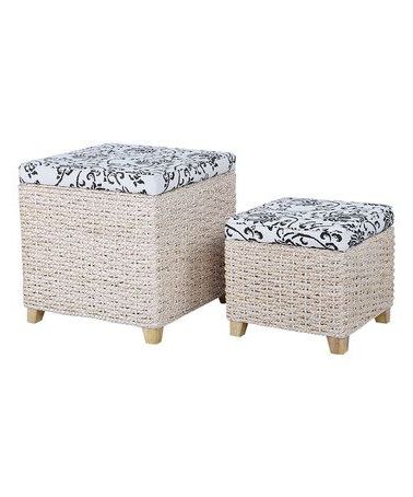 Look What I Found On #zulily! Two Piece Floral Storage Ottoman Set # Inside Fresh Floral Velvet Pouf Ottomans (View 10 of 20)