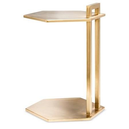 Lori Geometric Glass Brass Laptop Table Intended For White Grained Wood Hexagonal Console Tables (View 10 of 20)