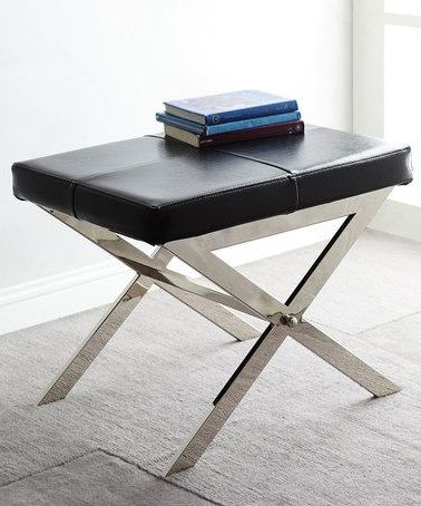 Love This Black & Chrome Lykke Stool On #zulily! #zulilyfinds | Leather In Chrome Metal Ottomans (View 5 of 20)