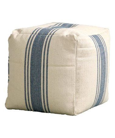 Love This Blue & White Stripe Pouf On #zulily! #zulilyfinds | Square With Regard To Gray Stripes Cylinder Pouf Ottomans (View 6 of 20)