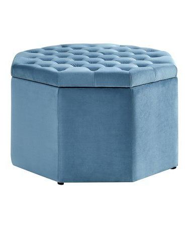 Love This Light Blue Romeo Velvet Tufted Storage Ottoman On #zulily! # Intended For Light Blue Cylinder Pouf Ottomans (View 12 of 20)