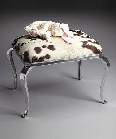 Loving This Black & White Nickel Cow Ottoman On #zulily! #zulilyfinds Intended For White And Blush Fabric Square Ottomans (View 6 of 20)