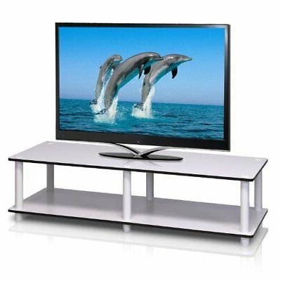 Low Tv Stand Flat Screens Entertainment Center White Small Console Intended For Matte Black Console Tables (View 14 of 20)