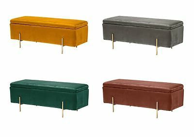 Lpd Lola Velvet Fabric Storage Ottoman Bench – Grey Mustard Pink Teal With Regard To Honeycomb Silver Velvet Fabric Ottomans (View 11 of 20)