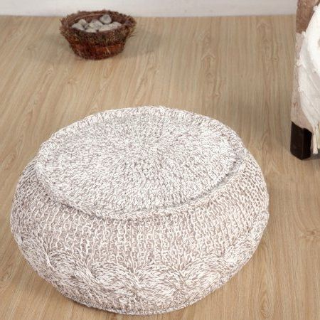 Lr Home Melange Cable Knit Grey / Natural Round 20 In. X 12 In (View 5 of 20)