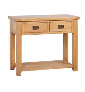 Ludlow Oak 2 Drawer Console Table | Ebay Intended For 2 Drawer Console Tables (View 12 of 20)