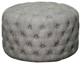 Lulu Round Fabric Tufted Ottoman – Transitional – Footstools And Intended For Fabric Tufted Round Storage Ottomans (Gallery 19 of 20)