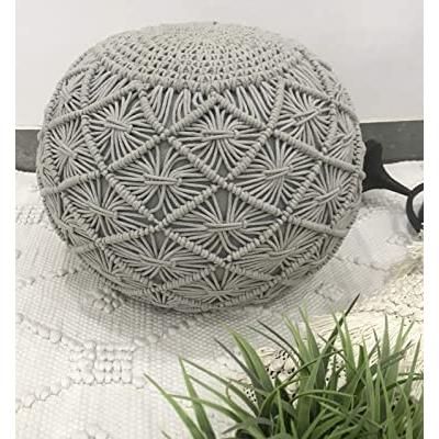 Macrame Pouf Ottoman – Webuycheaper For Beige And Light Pink Ombre Cylinder Pouf Ottomans (View 18 of 20)