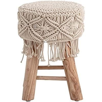 Macrame Pouf Ottoman – Webuycheaper Within Beige Ombre Cylinder Pouf Ottomans (View 12 of 20)