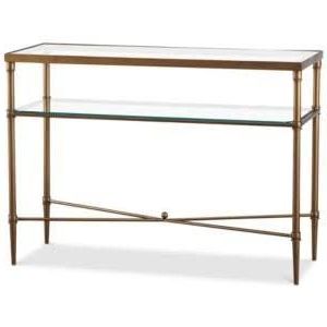 Madison Park Signature Porter Glass Console Table In Bronze – Olliix With Regard To Glass And Pewter Console Tables (View 6 of 20)