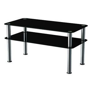 Mahara Home Coffee Table Console Table, Black Glass Chrome Leg 80cm X For Chrome And Glass Rectangular Console Tables (View 10 of 20)