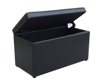 Mainstays Black Faux Leather Hinged Storage Ottoman | Walmart Canada Intended For Black Faux Leather Storage Ottomans (View 8 of 20)