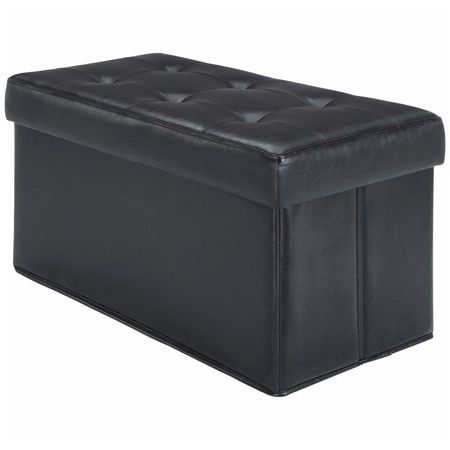 Mainstays Collapsible Storage Ottoman, Quilted Black Faux Leather With Black Leather Ottomans (View 2 of 20)