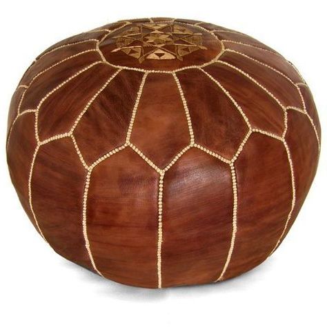 Maisonmarrakech | Beautiful Handmade Real Moroccan Tan Brown Leather Within Brown Leather Tan Canvas Pouf Ottomans (View 12 of 20)
