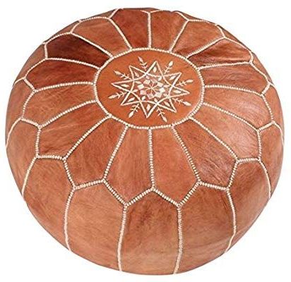 Maisonmarrakech Handmade Leather Footstool Marrakech Tan Brown With Within Brown Leather Tan Canvas Pouf Ottomans (View 3 of 20)