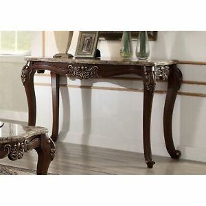 Marble Top Sofa Table With Carved Floral Motifs Wooden Feet, Brown | Ebay For Brown Console Tables (Gallery 20 of 20)