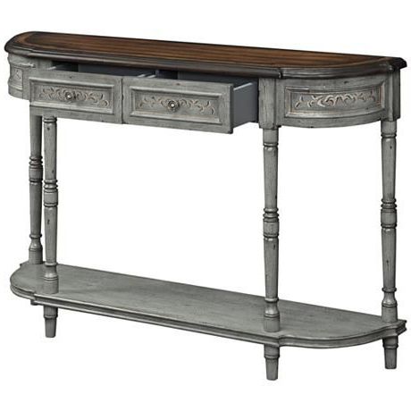 Markham 52 1/2" Wide Gray Brown 2 Drawer Console Table – #1f883 | Lamps Regarding 2 Drawer Oval Console Tables (View 12 of 20)