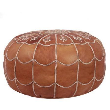 Marrakesh Pouf | Leather Pouf, Leather Pouf Ottoman In Brown Moroccan Inspired Pouf Ottomans (View 4 of 20)