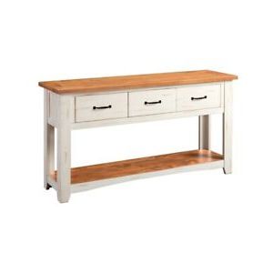 Martin Svensson Home Rustic 3 Drawer Sofa Console Table Antique White Inside White Gloss And Maple Cream Console Tables (View 18 of 20)