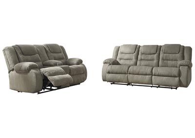 Mccade Cobblestone Reclining Sofa & Loveseat W/console Royal Furniture Intended For Round Beige Faux Leather Ottomans With Pull Tab (View 8 of 20)