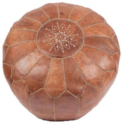 Mediterranean Ottomans And Cubesfurbish | Moroccan Leather, Leather Throughout Brown Leather Tan Canvas Pouf Ottomans (View 2 of 20)