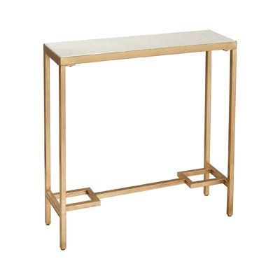 Mercer41 Demelza Tall Console Table Size: 30" H X 30" W X 9" D | White With White Marble And Gold Console Tables (View 3 of 20)
