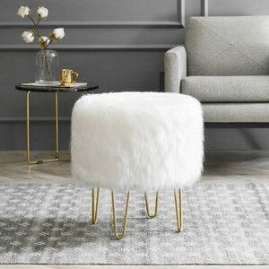 Mercer41 Mccook Hairpin Ottoman | Wayfair | Faux Fur Ottoman, Fur Intended For Round Gold Faux Leather Ottomans With Pull Tab (View 10 of 20)