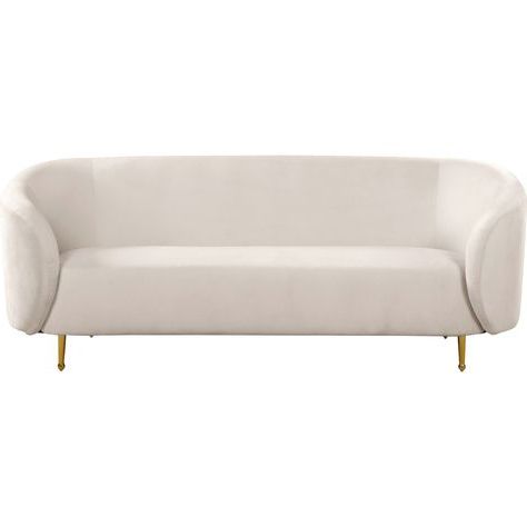 Meridian Furniture 611cream S Lavilla Curved Sofa Cream Velvet Gold For Cream And Gold Console Tables (View 11 of 20)