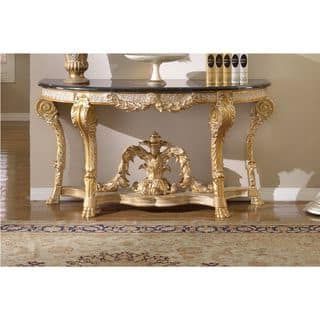 Meridian Furniture Versailles Marble Top Gold Finish Console Table In Marble Console Tables (View 9 of 20)