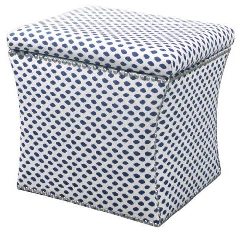 Merritt Storage Ottoman, Navy Dots | Storage Ottoman, Living Room With Multi Color Fabric Storage Ottomans (View 15 of 20)