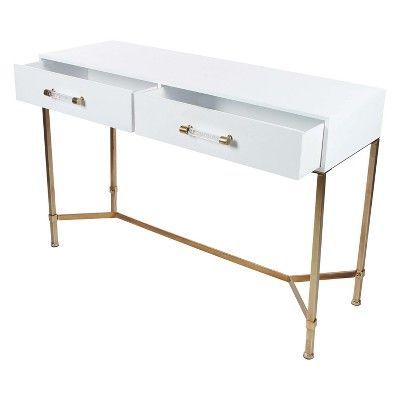 Metal And Wood Rectangular Console Table White – Olivia & May | Console For Wood Rectangular Console Tables (View 7 of 20)