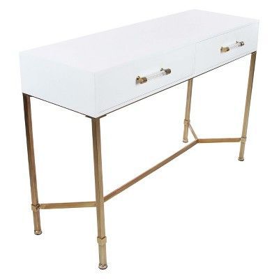 Metal And Wood Rectangular Console Table White – Olivia & May | Wooden Inside Wood Rectangular Console Tables (Gallery 20 of 20)