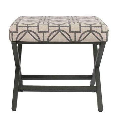 Metal Upholstered Ottoman – Grey Lattice | Upholstered Ottoman, Square Inside Beige Trellis Cylinder Pouf Ottomans (View 11 of 20)
