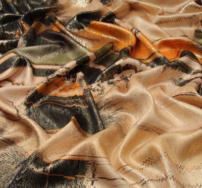Metallic Silk Lame Fabric: Fabrics From Switzerlandjakob Schlaepfer Pertaining To Pearl Fabric Ottomans With Black Fringe Trim (View 2 of 20)