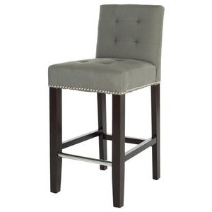 Mia Velvet Counter Stool, Gray – Contemporary – Bar Stools And Counter Pertaining To Gray Nickel Stools (View 7 of 20)
