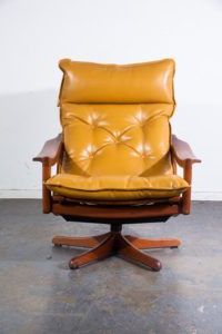 Mid Century Danish Modern Lounge Chair Recliner Solid Teak Lied Mobler Inside Mustard Yellow Modern Ottomans (View 18 of 20)