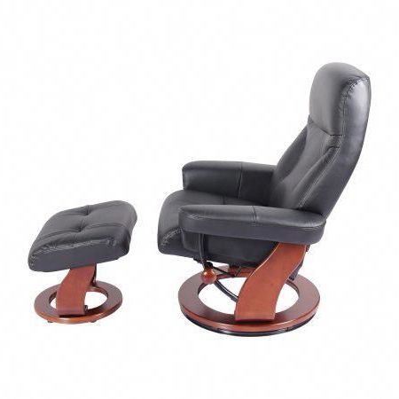 Milano Swivel Recliner Chair & Ottoman In Black # In Onyx Black Modern Swivel Ottomans (View 12 of 20)