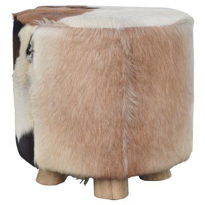 Millwood Pines Brinson Cowhide Ottoman | Cowhide Ottoman, Ottoman Inside Warm Brown Cowhide Pouf Ottomans (View 18 of 20)